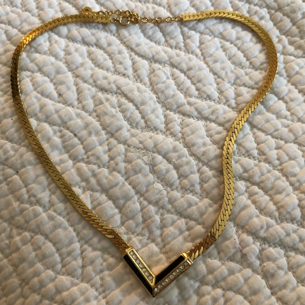 Christian Dior Black and Rhinestone Necklace